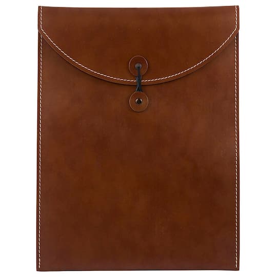 JAM Paper 9.5" x 12.5" Leather Portfolio with Button & String